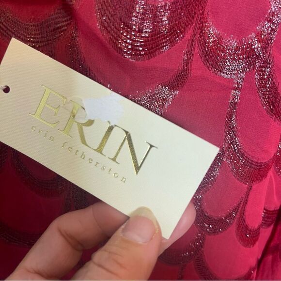 ERIN FETHERSTON Pink Overlay Black Lea Silk Metallic Party Dress  NEW Flawed - Picture 11 of 11